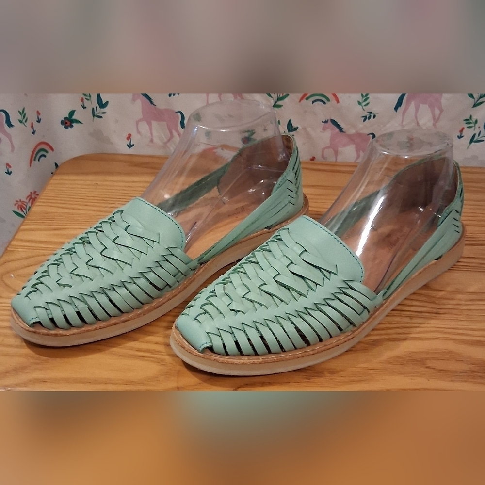 NWOT Macarena Collection Huarache Mint Artisan Woven Leather Sandal Shoe SZ 10 - Picture 3 of 9